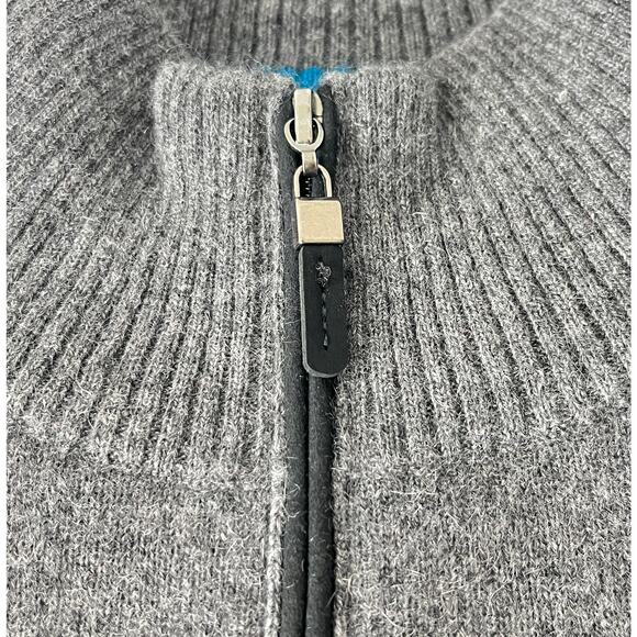 3-29 QI CASHMERE Men's Henley Sweater 100%Cashmere Gray S - Picture 5 of 16